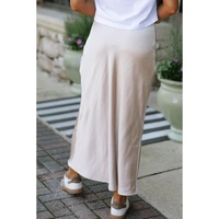Jet Stream Satin Solid High Waist Maxi Skirt - L thumbnail