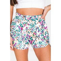 Light Blue Leopard High Waisted Athletic Shorts - M thumbnail