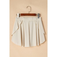 Beige Drawstring High Waist Lined Tennis Skorts - XL thumbnail