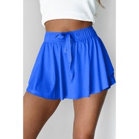 Sky Blue Drawstring High Waist Lined Tennis Skorts - M thumbnail
