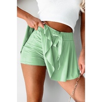 Light Green Drawstring High Waist Lined Tennis Skorts - L thumbnail