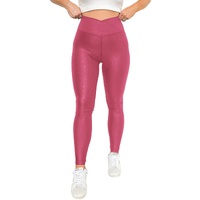 Rose Red Crossed Dip Waist Sleek Leather Leggings - M thumbnail