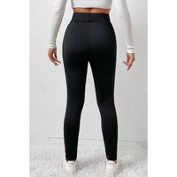Black Fleece Lining Winter High Waist Leggings - L thumbnail