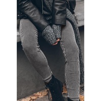 Dark Grey Vintage Wash Ribbed Leggings - L thumbnail