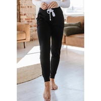 Black Drawstring Waist Pocketed Joggers - M thumbnail