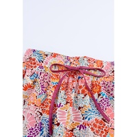 Azura Exchange Print Drawstring Smocked High Waist Pants - L thumbnail