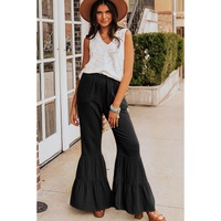 Azura Exchange Textured Ruffled Bell Bottom Pants - L thumbnail