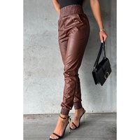 Azura Exchange Smocked High-Waist Leather Skinny Pants - L thumbnail