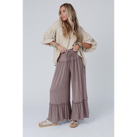 Azura Exchange Frilled Drawstring High Waist Wide Leg Pants - L thumbnail