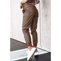 Brown Leather Tie Waist Jogger Pants - XL thumbnail