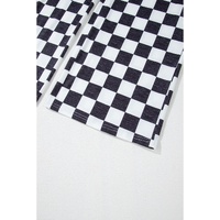 Black 2-Tone Checked Print High Waist Wide Leg Pants - L thumbnail