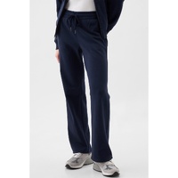 Navy Blue Solid Color Fleece Lined Drawstring Waist Casual Pants - L thumbnail