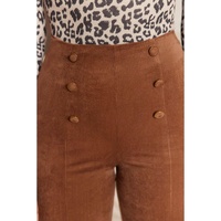 Chestnut Solid Color Double Breasted Straight Leg Pants - L thumbnail