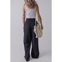 Dirty blue Dual Buttoned High Waist Pleated Wide Leg Pants - L thumbnail