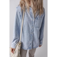 Beau Blue Long Sleeve Buttoned Chest Pocket Denim Shacket - XL thumbnail