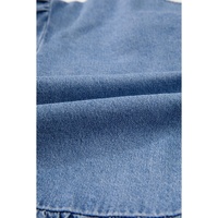 Dusk Blue Tied Front Bubble Sleeve Peplum Denim Shirt - XL thumbnail