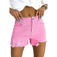 Rose Solid Color Distressed Denim Shorts - 10 US thumbnail