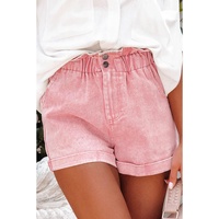 Dusty Pink Vintage Washed Frilled High Waist Denim Shorts - 10 US thumbnail