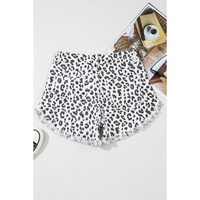 White Leopard Frayed Hem Denim Shorts - 8 US thumbnail