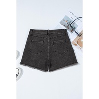 Carbon Grey Raw Hem High Waist Denim Shorts - 10 US thumbnail