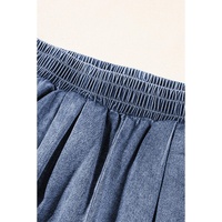 Light Blue Denim Cuffed Sleeve Tee Elastic Shorts Set - XL thumbnail