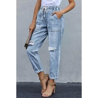 Azura Exchange Distressed Pocketed Denim Jogger - S thumbnail