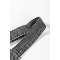 Medium Grey Wide Strap Button Front Pocketed Denim Mini Dress - S thumbnail
