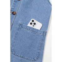 Beau Blue Wide Strap Button Front Pocketed Denim Mini Dress - XL thumbnail