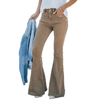 Azura Exchange Khaki High Waist Flare Jeans - 8 US thumbnail