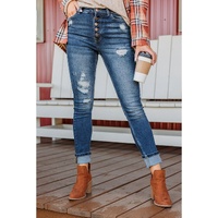 Azura Exchange Button Fly High Waist Skinny Jeans - 10 US thumbnail