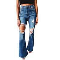 Azura Exchange Distressed Cutout Flare Leg Jeans - 6 US thumbnail