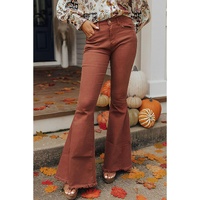 Azura Exchange High Waist Raw Hem Flare Jeans - 6 US thumbnail