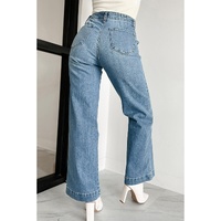 Dusk Blue Multi Buttons Medium Wash Straight Loose Leg Jeans - 8 US thumbnail