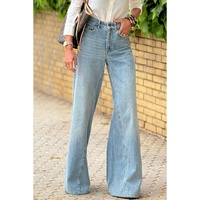Dusk Blue Acid Wash Extra Wide Leg High Waist Long Jeans - 10 US thumbnail