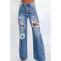 Ashleigh Blue Acid Wash Distressed Wide Leg High Waist Jeans - 12 US thumbnail