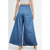 Dusk Blue Mineral Wash Button Fly Waist Wide Leg Jeans - 10 US thumbnail