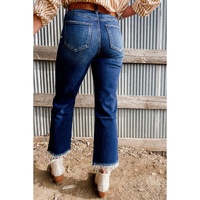Sail Blue Mineral Wash Raw Hem High Waist Flared Jeans - 4 US thumbnail