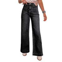 Black Wide Leg Pocketed High Waist Jeans - 16 US thumbnail
