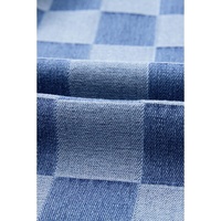 Dusk Blue Checkered Denim Wide Leg Jeans - 4 US thumbnail