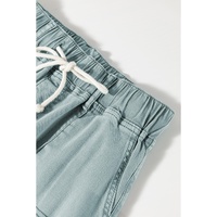 Smoke Green Mineral Wash Drawstring High Waist Wide Leg Jeans - 14 US thumbnail