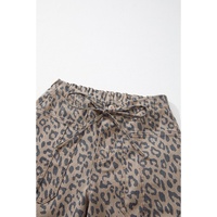 Azura Exchange Khaki Leopard Printed Drawstring Waist Pocketed Wide Leg Jeans - 10 US thumbnail