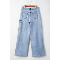 Beau Blue Bowknot Decor Boyfriend Cargo Jeans - 6 US thumbnail