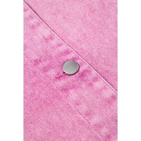 Pink Lace Patchwork Distressed Buttoned Denim Jacket - S thumbnail