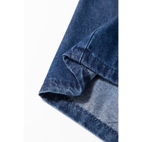 Sail Blue Denim Ruffled Zipped Front Belted Romper - M thumbnail