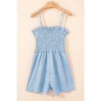 Beau Blue Spaghetti Strap Smocked Denim Romper - XL thumbnail