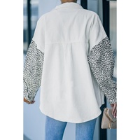 White Contrast Leopard Denim Jacket - M thumbnail