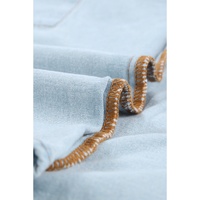 Sky Blue Contrast Leopard Denim Jacket - 2XL thumbnail