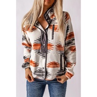 Gray Western Aztec Snap Buttoned Fleece Jacket - 2XL thumbnail