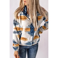 Multicolour Western Aztec Snap Buttoned Fleece Jacket - XL thumbnail