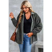Gray Corduroy Trim Elbow Patch Sherpa Jacket - M thumbnail